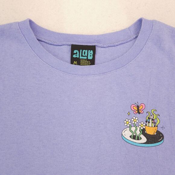 Alab Casual Long Sleeve Crew Neck Graphic T Shirt Womens Size Medium M Purple - Picture 1 of 9